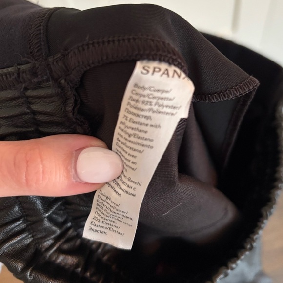 SPANX Faux Leather Jogger Pants Size Medium Brown - Picture 7 of 8